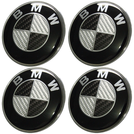 Afauto 7pcs BMW Black-Silver Carbon Fiber Style Emblem Logo Badge